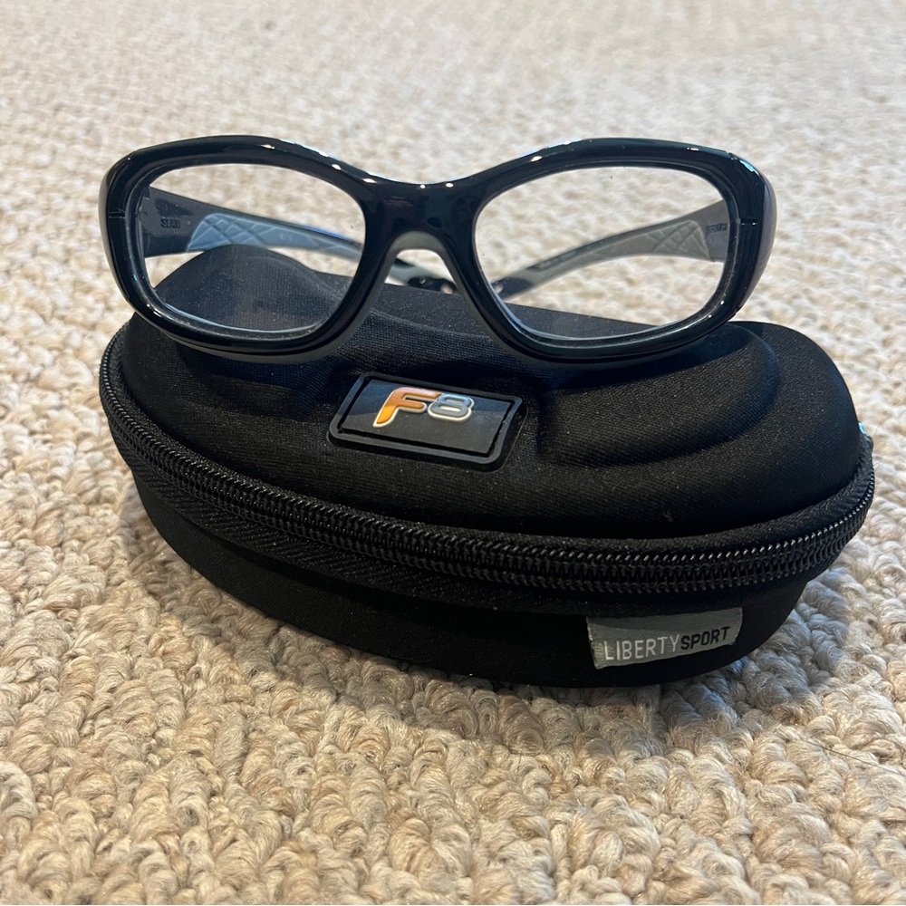Liberty Sport Rec Specs F8 Slam Goggles Black Gray Eyeglasses Case 52-17-135 kid